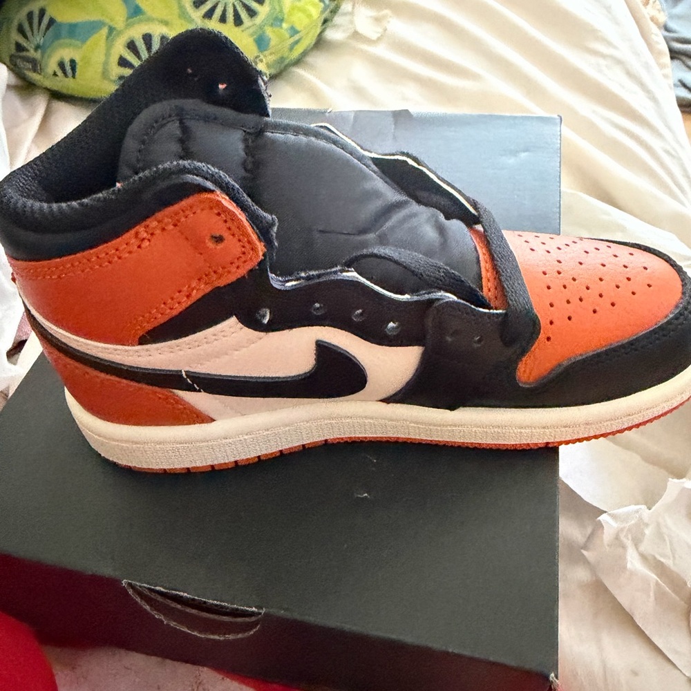 Nike Kids Black and Orange High-Top Sneakers